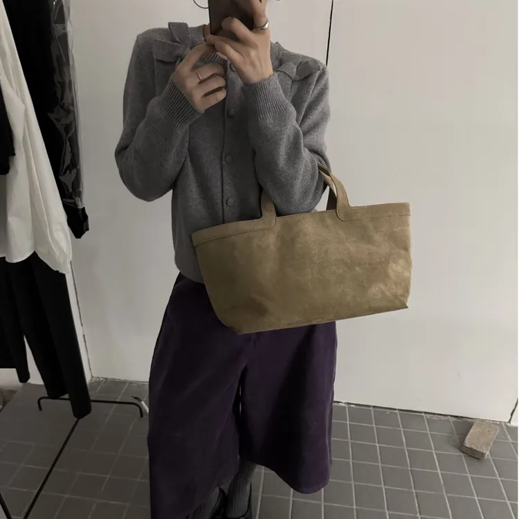 秋冬新款韩系手工蝴蝶结INS风圆领长袖针织兔毛羊毛开衫女Z079