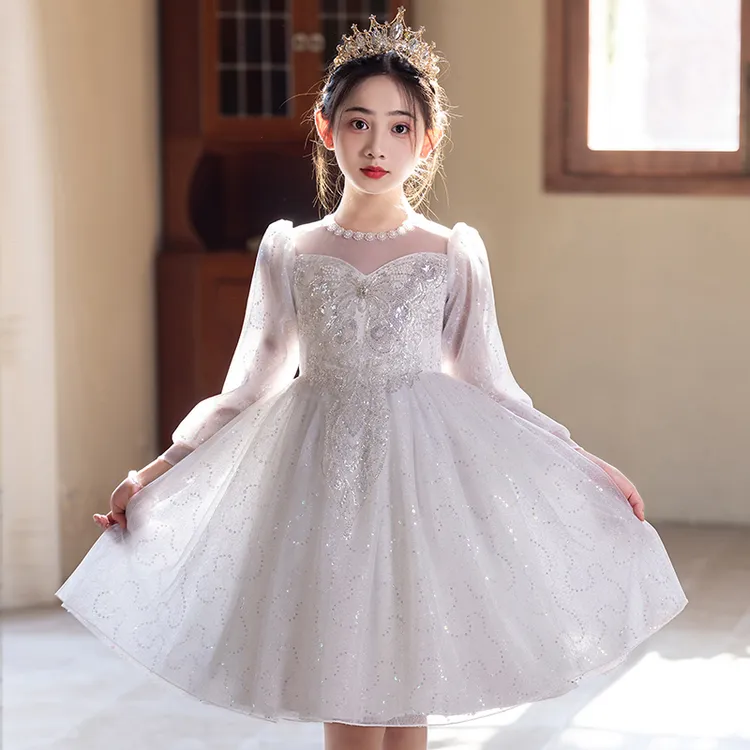 儿童礼服公主裙女童高端花童婚礼小女孩主持人生日钢琴演奏演出服