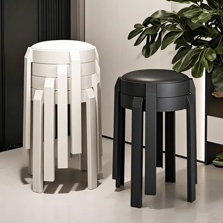 家用加厚塑料凳折叠凳子简约现代软包风车凳客厅可叠放餐凳子防滑