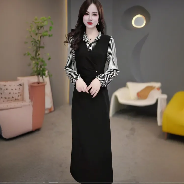 高级弹力精纺时尚女装连衣裙2025春季新款显瘦洋气轻奢减龄礼服裙