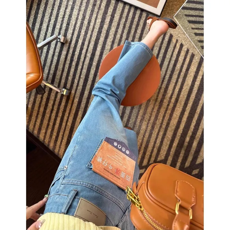 莱赛尔冰感牛仔裤女夏季薄款小个子高腰显瘦窄版直筒裤弹力九分裤