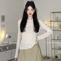 sinyeolzou 蕾丝弹力镂空上衣 #3104