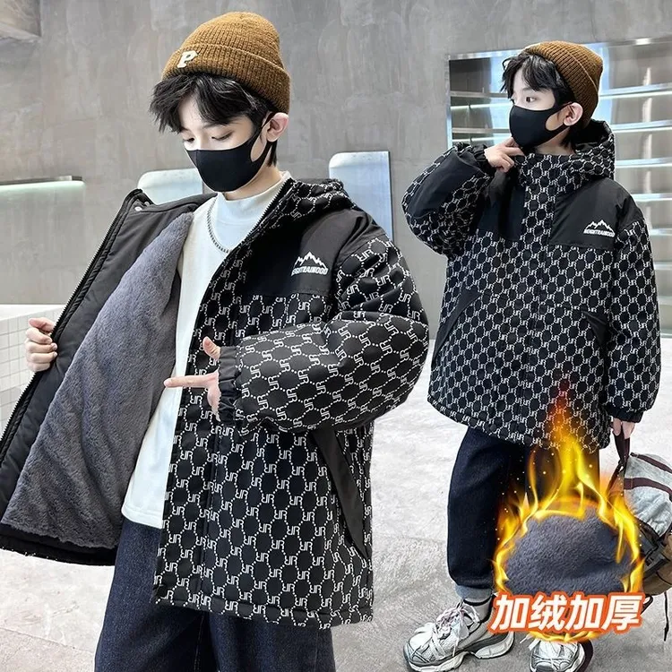 男童冬装棉服加厚外套中大童2025新款儿童棉袄帅气时髦男孩衣服