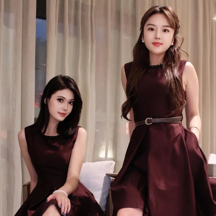 疆绸刺绣秋冬高端显瘦气质时尚中长裙