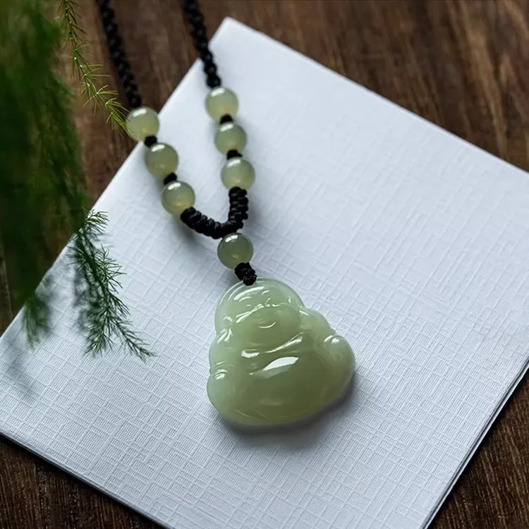非金属玻璃吊坠 双面笑佛吊坠本命年佛公项链男女气质观世音挂件