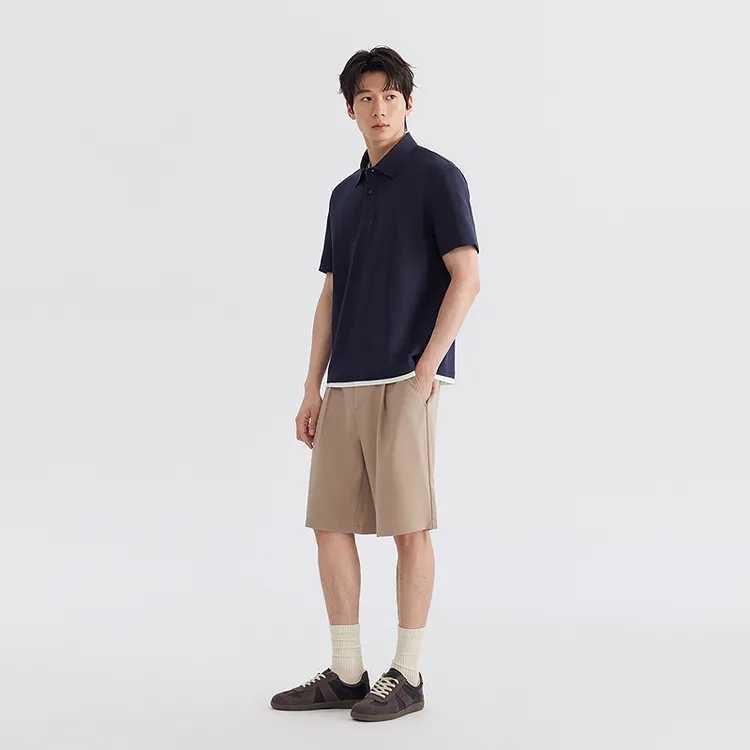 GXG男装 假两件翻领POLO衫短袖男通勤2026夏季新品#G26D242086