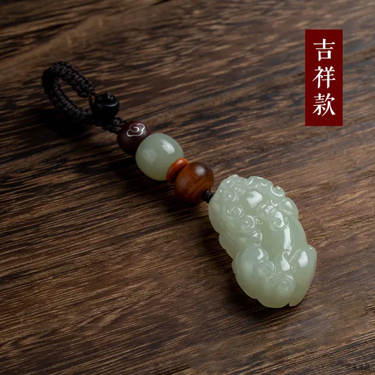 天然玉石貔貅汽车钥匙扣钥匙挂件包包挂饰挂坠公母貔貅一对情侣款