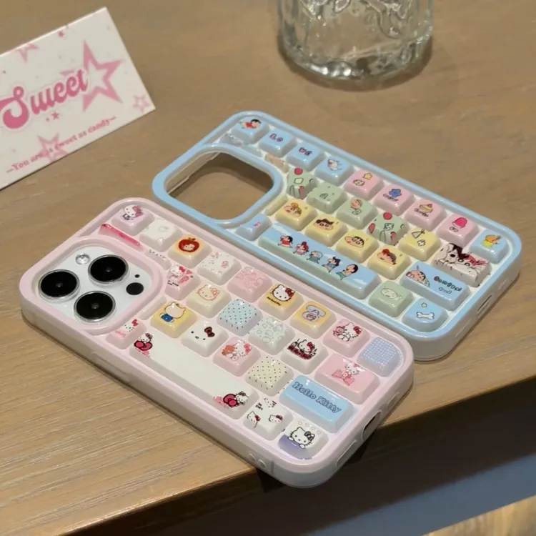 奥菲顿立体凯蒂小新键盘适用苹果16promax手机壳15防摔14创意1312