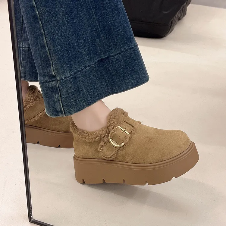 厚底增高加绒保暖勃肯女鞋2025新款冬季爆款雪地靴乐福鞋毛毛棉鞋
