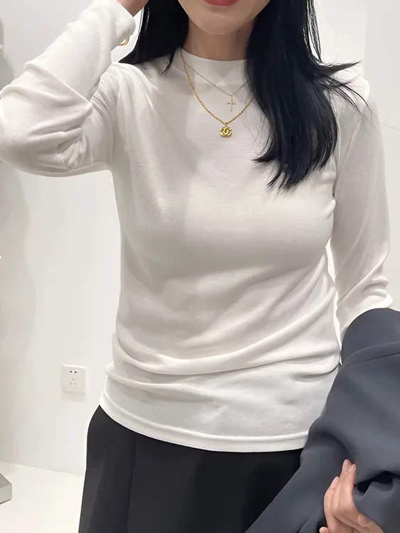 米蓝家名殿好品质高弹无束缚小立领水溶长袖8216