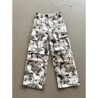 Erole 豹纹仿皮草渐变印花 cargo工装长裤