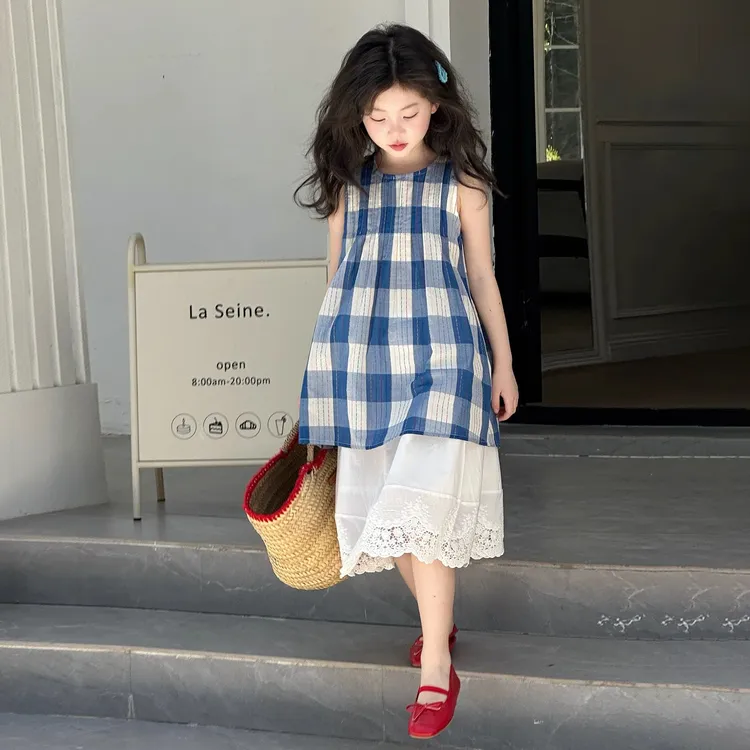 女童套装夏款2025新款洋气童装小女孩夏季背心半身裙儿童两件套薄