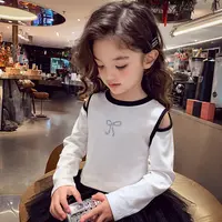 【思晨家】女童长袖T恤秋装2025新款洋气儿童网红露肩上衣女孩打底