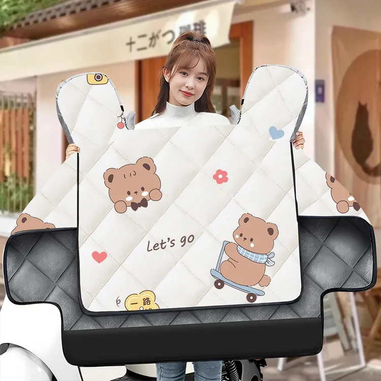 电动车新款挡风冬季加厚加绒防风加大防水防风大口袋电瓶车摩托车