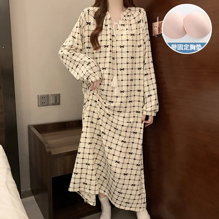 带胸垫公主睡裙女春秋长袖洋气网红爆款2025新款高颜值可外穿睡衣