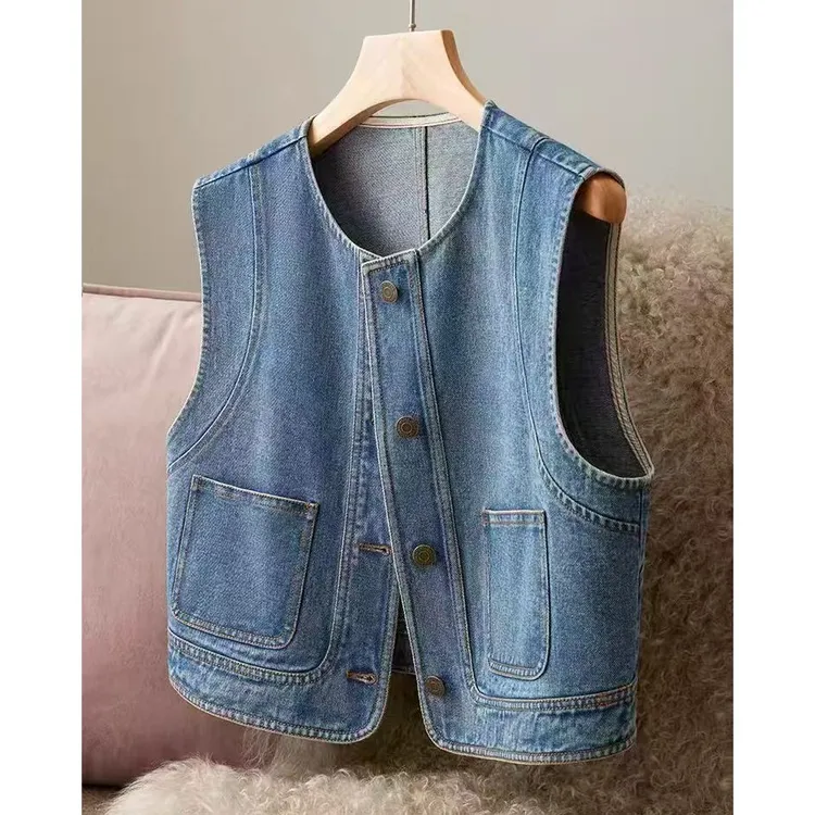 9881新款牛仔马甲宽松短款小个子时尚百搭无袖外套休闲上衣