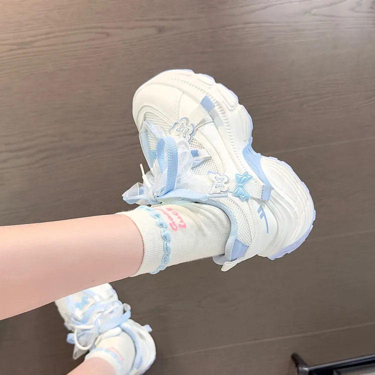 回力芭蕾蝴蝶老爹鞋女2025爆款小众原创蝴蝶结学生鞋子厚底运动鞋