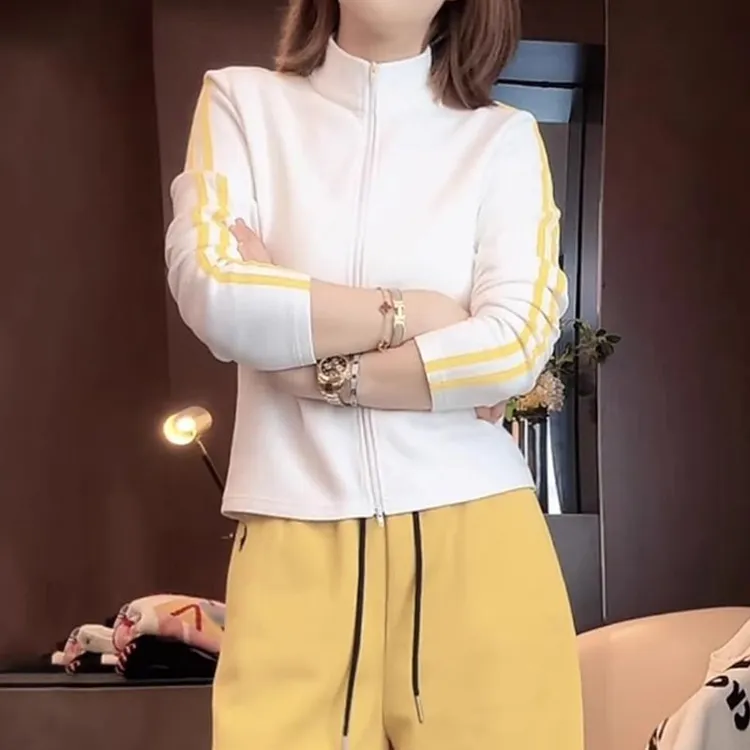 韩版休闲撞色立领卫衣外套女2025年春季新款宽松时尚短款开衫上衣