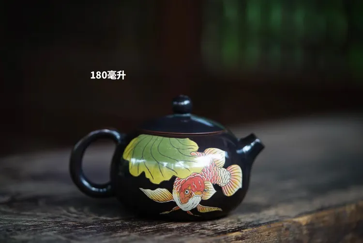 金龙献瑞 王时君老师彩填西施壶建水紫陶壶泡茶壶无釉磨光工艺