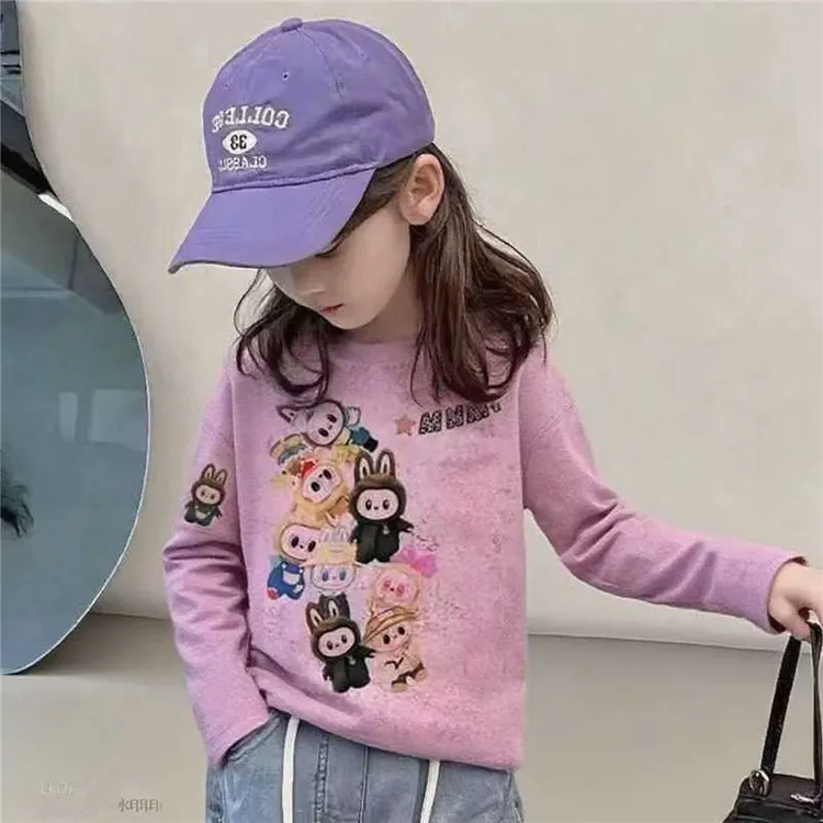 女童纯棉长袖春秋2025新款扎染童韩版儿童装百搭休闲女孩春秋