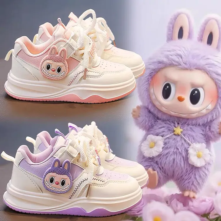 拉布布女童鞋2025新款秋季儿童运动板鞋防滑时尚中大童女孩小白鞋