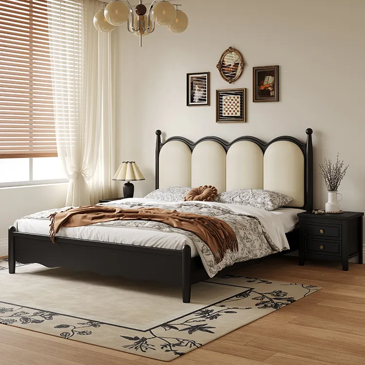 现代新中式乌金木实木床家用床简约储物婚床高箱国风1.8米双人床