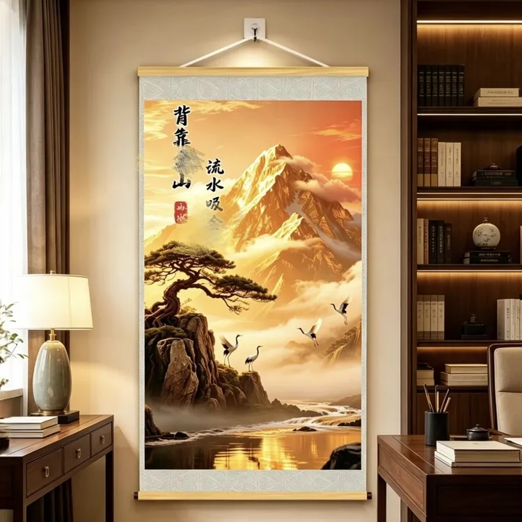 【认准正品】新中式背靠金山客厅玄关背景墙挂画办公室店铺挂画