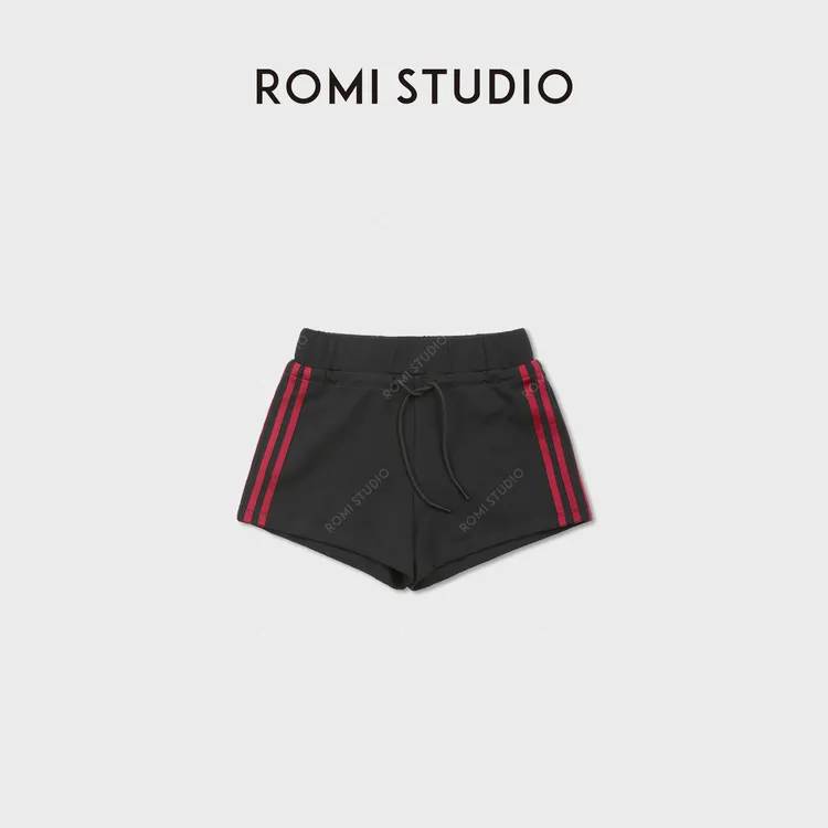 ROMI STUDIO“权威短裤”撞色条纹棉质挺括松紧抽绳短裤 RWDSX62149
