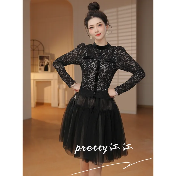 Pretty小众设计师品牌江江定制 轻奢小众气质轻熟风连衣裙45347