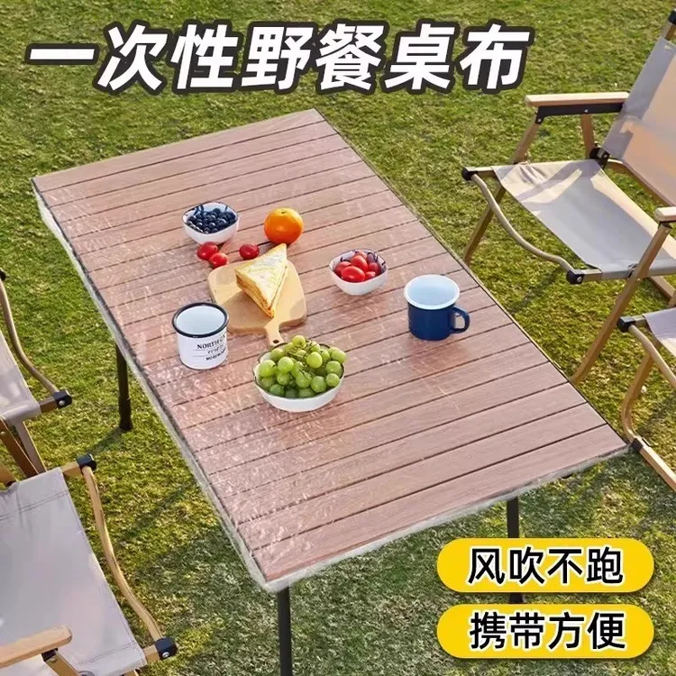 户外露营一次性桌布束口松紧带野餐蛋卷桌垫防油防水餐桌布长方形商品图