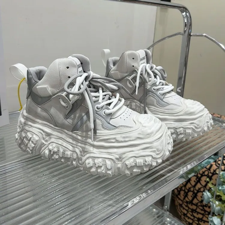 欧货松糕厚底老爹鞋女24秋冬新款高帮增高轻便休闲运动鞋加绒保暖