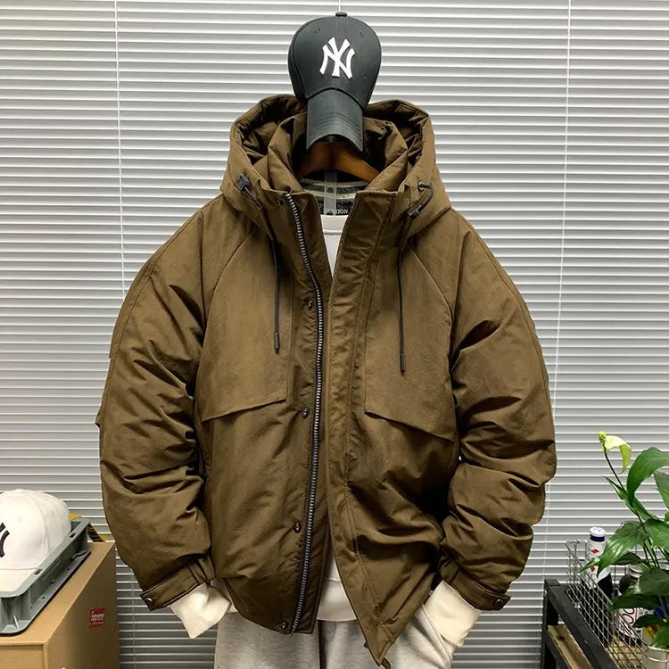 美式潮牌连帽保暖羽绒服男款冬季新款加厚休闲宽松百搭羽绒外套