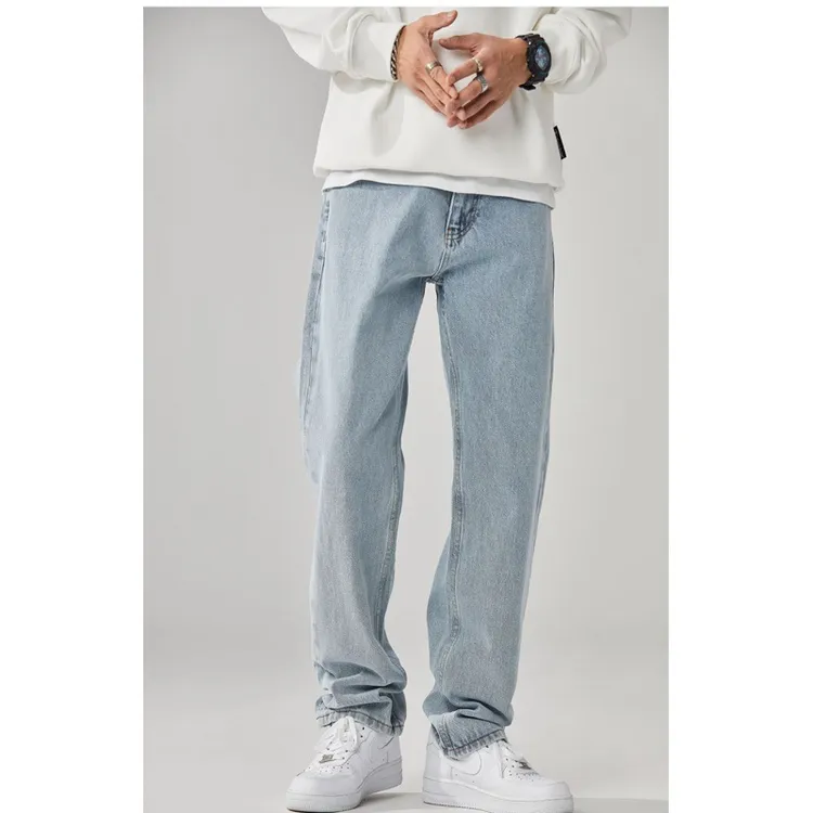 爆款牛仔裤男款四季新款潮牌高街男士宽松直筒休闲百搭阔腿长裤