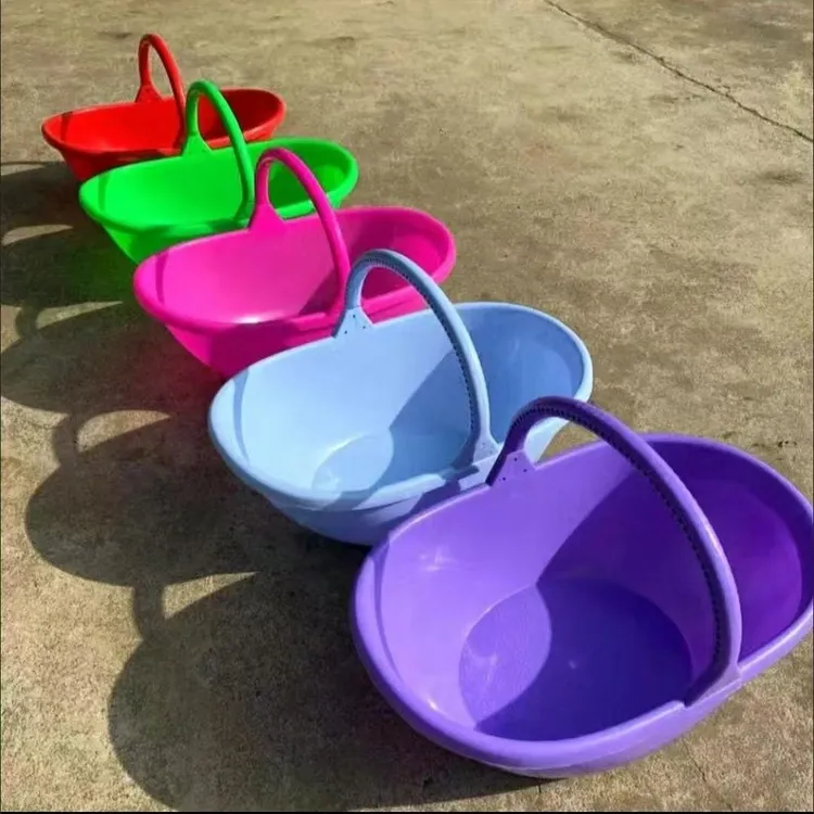 手提篮塑料篮子熟胶提篮加厚挎篮体验装加厚果蔬采摘篮子撒化肥篮