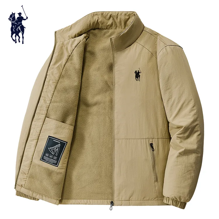 保罗艾布纳男士夹克加绒加厚外套户外三防冲锋衣宽松大码休闲外套