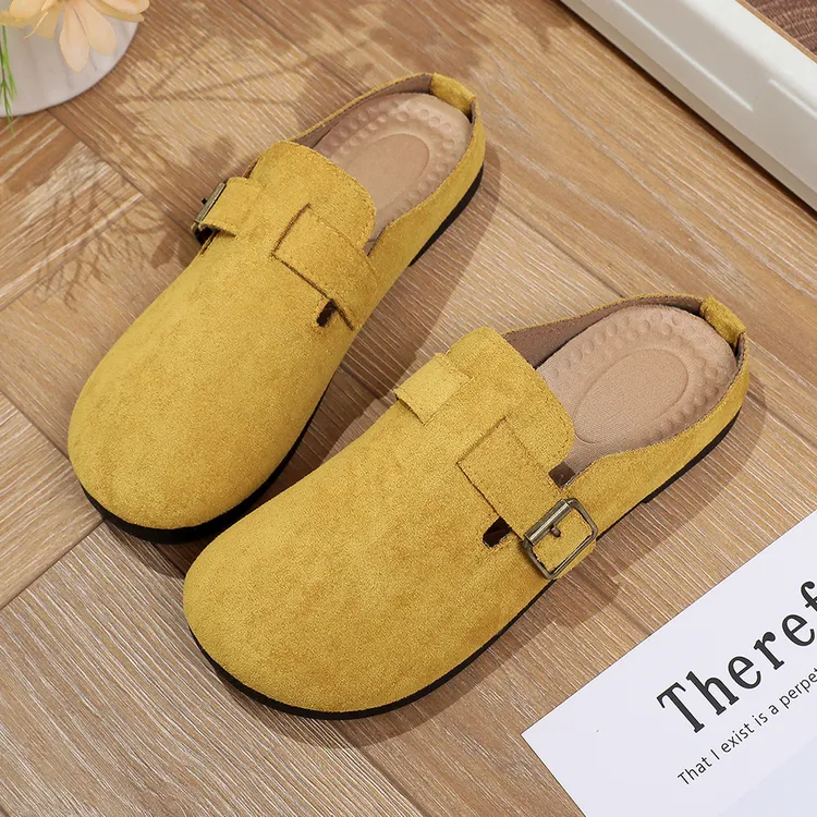 穆勒鞋圆头套筒透气软底女鞋春夏包头半拖休闲风懒人鞋纯色