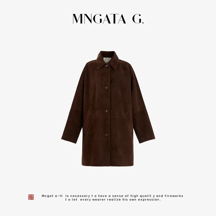 MNGATA G.宫小妍【混血羊皮·诗茶】秋冬新中式皮毛一体外套5071585