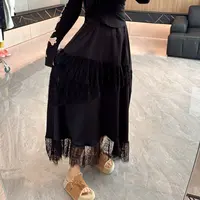 「鞠环环150斤显瘦穿搭推荐」收腰约会质感蕾丝花边造型显瘦裙子