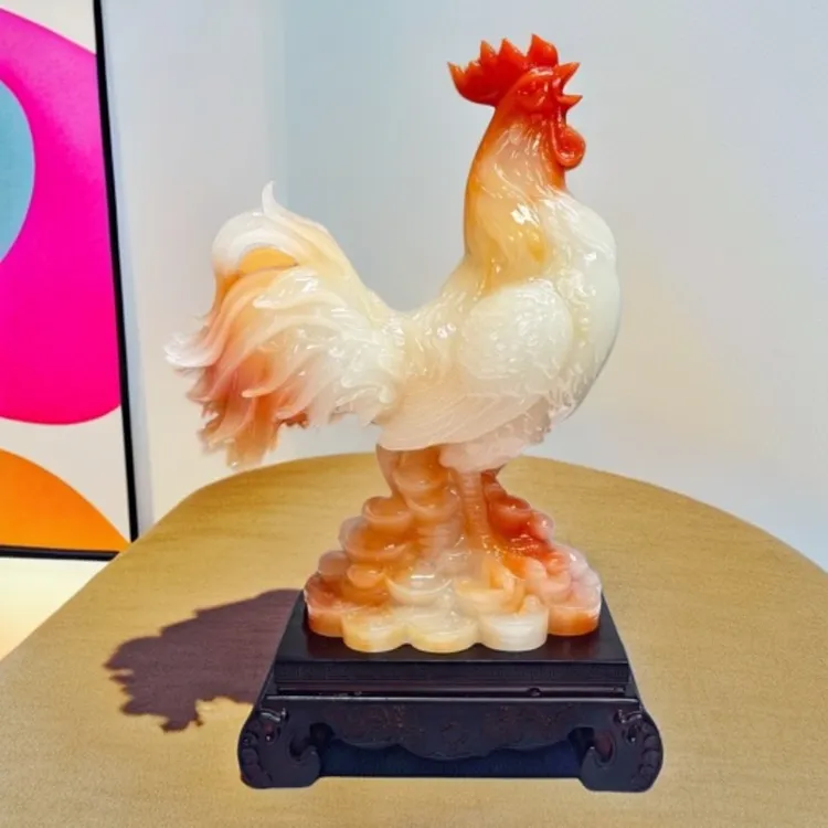 长21高33公分红花冰料大吉大利公鸡博古架玄关办公室乔迁开业送礼