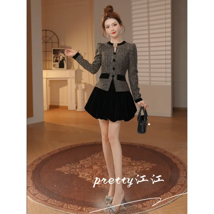 Pretty小众设计师品牌江江定制 小个子轻奢赫本风名媛连衣裙22040