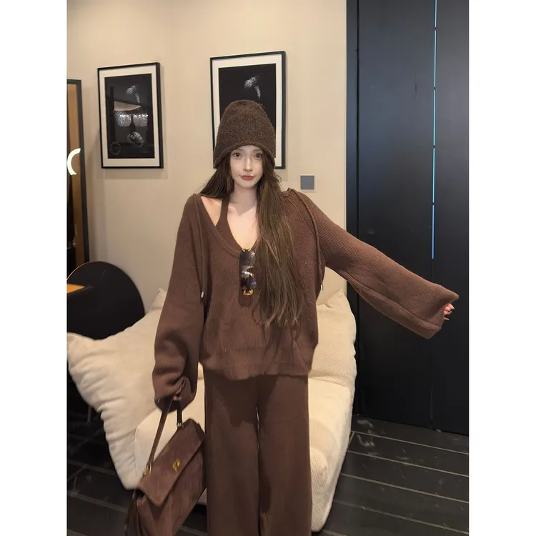 GUIDI GUDI【甜妹学院】休闲百搭运动风三件套套装/黄加蓝