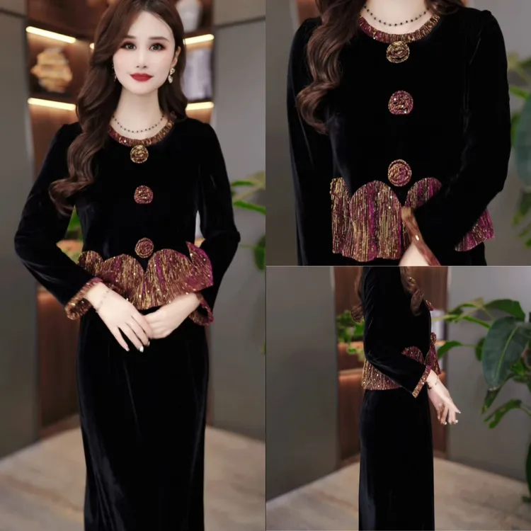 秋季时尚连衣裙2025新款气质显瘦时尚百搭收腰连衣裙YX25K2166款