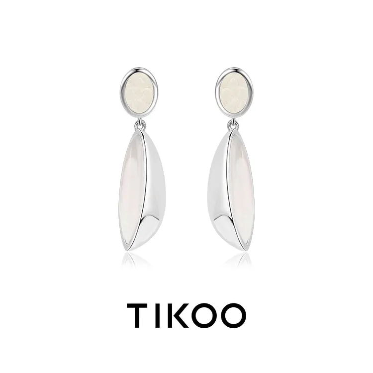 TIKOO 铜合金耳饰 皮革宝石耳坠复古法式小众设计轻奢耳环女新款