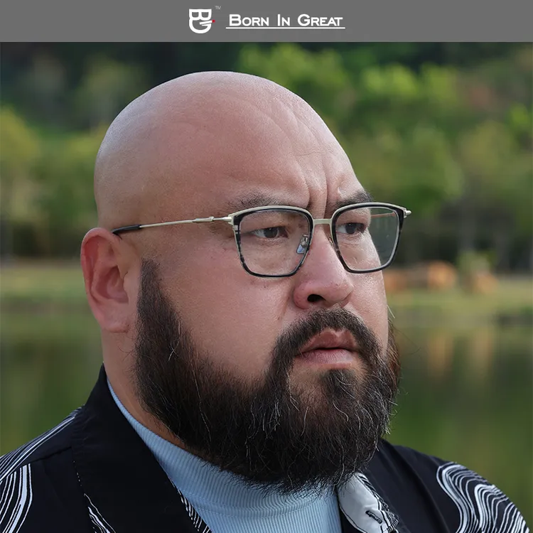 Born in Great大框大码男士专用牛角纹近视眼镜配镜眼镜框手工商品图