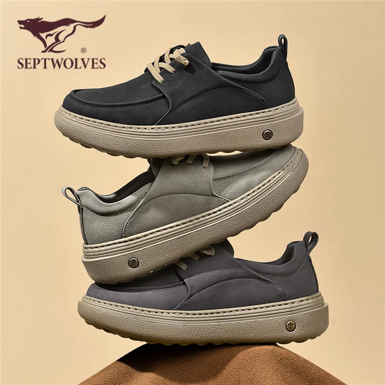 七匹狼男鞋一脚蹬工装鞋秋季新款软底勃肯鞋休闲皮鞋轻便舒适9812