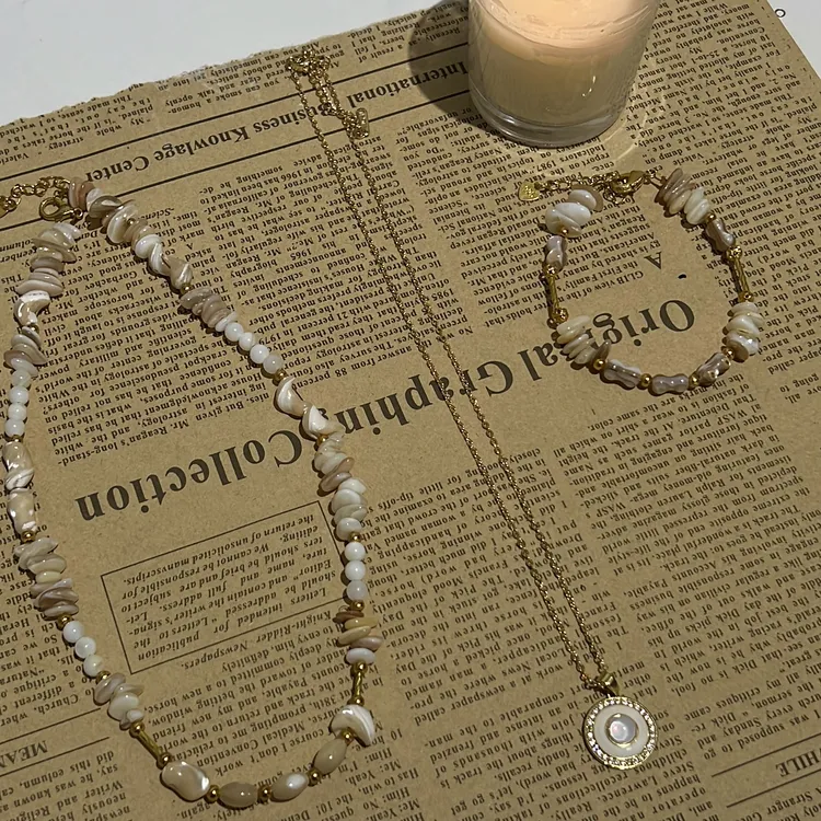 钛钢贝壳项链 复古宫廷欧美风女原创设计时尚法式简约坠链百搭