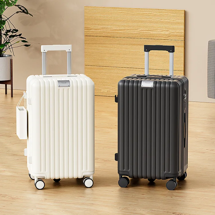 新款多功能行李箱30寸桃皮绒双封闭隔层旅行箱24寸男女防爆拉链26