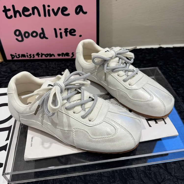【JTG&SHOES 官方】真皮平底德训鞋女2025秋季百搭系带时尚轻便休闲