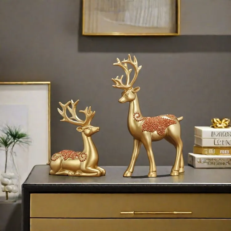 轻奢新款鹿桌面创意百货卧室陶瓷酒柜日用品客厅装饰送礼家居摆件
