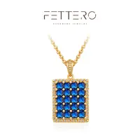 fettero 铜合金项链 【金色蓝色方格牌项链】气质时尚镶嵌